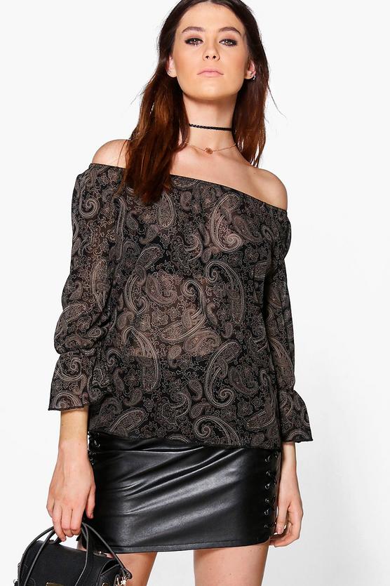 Tall Nalani Paisley Off The Shoulder Top